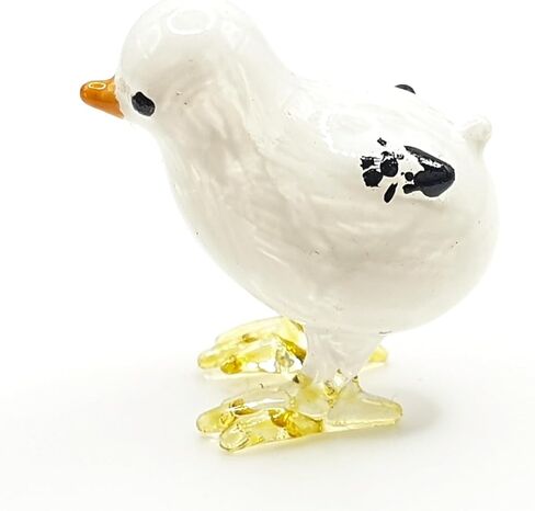 WitnyStore Tiny 2" High Yellow Brown Sitting Rooster Figurine - Miniature Hand Blown Painted Glass Chicken Hen Chicks Fowl Birds Crystal Animals Decorative Collectible Figurines Home Décor Gifts in Saudi Arabia