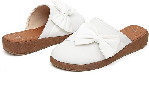 getmorebeauty Women's Cute Bow Mules Platform Clogs Closed Toe Slip-on Wedge Slides Sandals Summer Shoes in Saudi Arabia