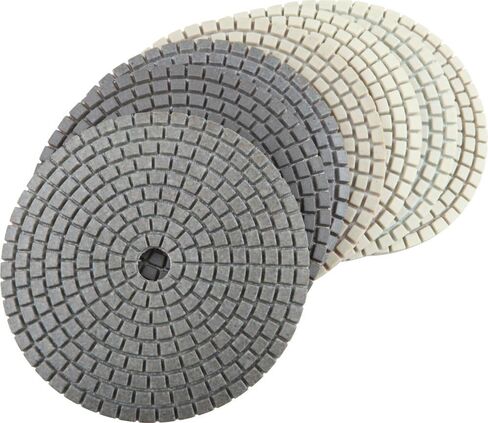 DAMO Diamond Polishing Pads 4 inch Dry Set of 7 + Back Holder for Marble Granite Concrete Countertop Floor in Kuwait