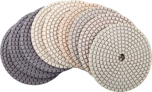 DAMO Diamond Polishing Pads 4 inch Dry Set of 7 + Back Holder for Marble Granite Concrete Countertop Floor in Kuwait