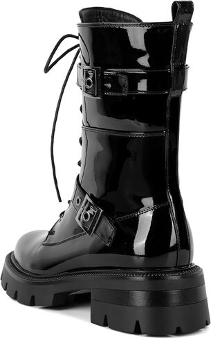 Eldof Women's Combat Boots Ankle Booties Lace Up Platform Lug Sole Chunky Low Heel Buckle Goth Motorcycle Boots for Women Side Zipper 2 Inches in Saudi Arabia