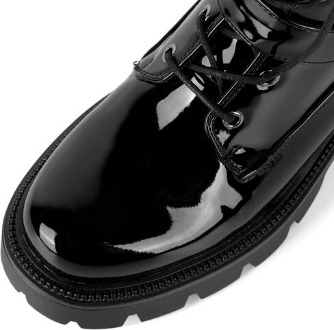 Eldof Women's Combat Boots Ankle Booties Lace Up Platform Lug Sole Chunky Low Heel Buckle Goth Motorcycle Boots for Women Side Zipper 2 Inches in Saudi Arabia