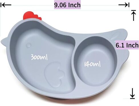 Baby & Toddler Suction Plate, Made in Korea, Silicone plates, BPA-Free, Lead-Free, Phthalate-Free (Gray chicken, 1 pack) in Saudi Arabia