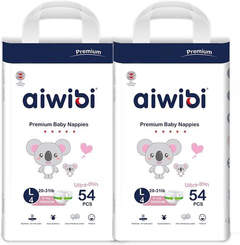Baby Diapers Size 4 (20-31 lbs), 108 Count, Series Light Feather Premium Diaper, Ultra-Soft and Absorption, Hypoallergenic and Leak-Proof in Saudi Arabia