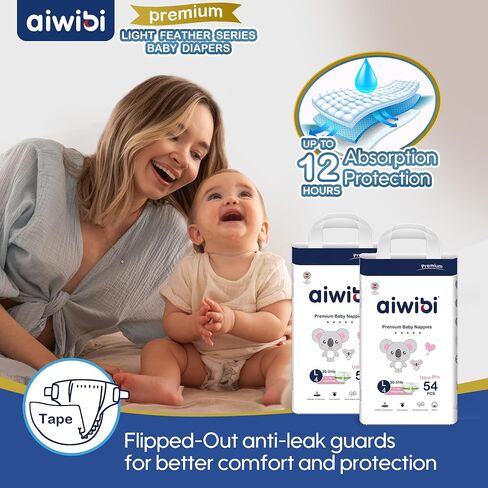 Baby Diapers Size 4 (20-31 lbs), 108 Count, Series Light Feather Premium Diaper, Ultra-Soft and Absorption, Hypoallergenic and Leak-Proof in Saudi Arabia