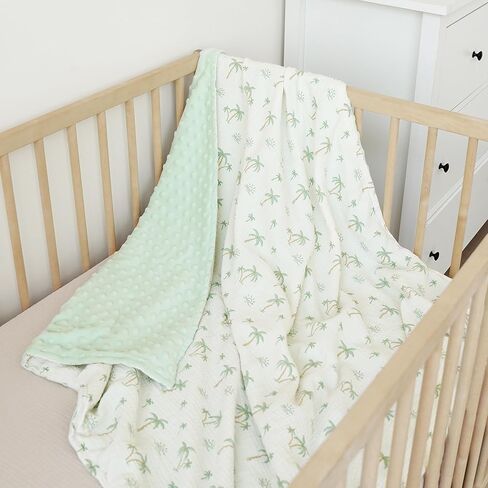 بطانيات كونسي للأطفال للجنسين الأولاد والبنات، بطانيات مينكي فائقة النعومة لغرف الأطفال مع مقدمة من قطن الموسلين وظهر من الصوف المنقط، أغطية سرير مطبوعة لحديثي الولادة in Kuwait