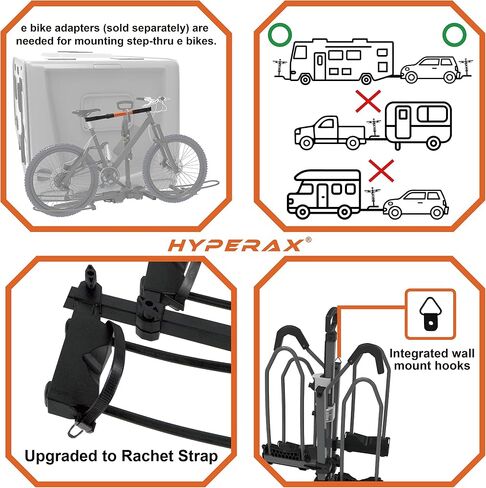 HYPERAX Volt Lift 1X Patented Lift Assisted RV Rated Hitch Mounted E Bike Rack Carrier with RAMP Up to 80lbs eBike with Up to 5" Fat Tires for RV,Motorhome,Trailer,Toad, and S.U.V in Saudi Arabia