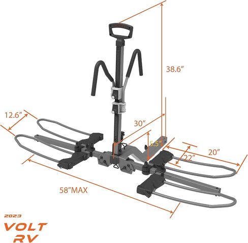 HYPERAX Volt Lift 1X Patented Lift Assisted RV Rated Hitch Mounted E Bike Rack Carrier with RAMP Up to 80lbs eBike with Up to 5" Fat Tires for RV,Motorhome,Trailer,Toad, and S.U.V in Saudi Arabia