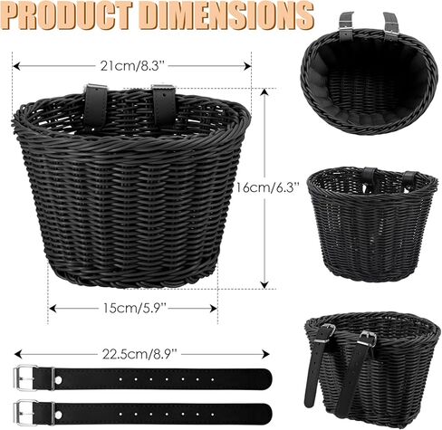 Rainbow Kids Bike Basket Front, Rainbow Wicker Bike Basket for Girls and Boys, Detachable Bike Basket with Adjustable Leather Strap, Cute Teen Woven Bike Basket in Kuwait