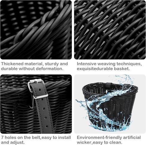 Rainbow Kids Bike Basket Front, Rainbow Wicker Bike Basket for Girls and Boys, Detachable Bike Basket with Adjustable Leather Strap, Cute Teen Woven Bike Basket in Kuwait