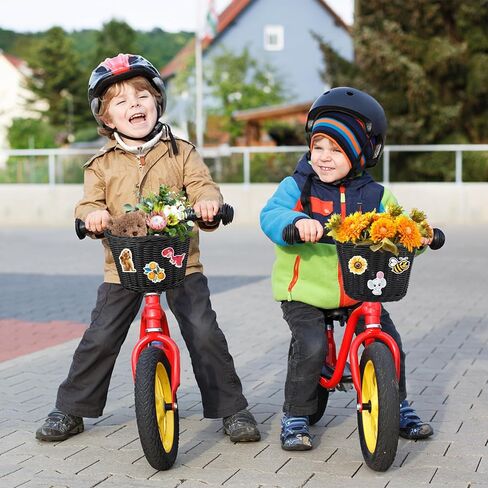 Rainbow Kids Bike Basket Front, Rainbow Wicker Bike Basket for Girls and Boys, Detachable Bike Basket with Adjustable Leather Strap, Cute Teen Woven Bike Basket in Kuwait