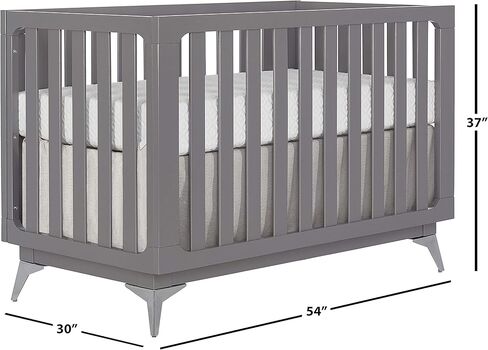 سرير الأطفال القابل للتحويل Dream On Me Harper 4 في 1 باللون الرمادي العاصف، وGreenguard Gold، ومعتمد من JPMA، و3 إعدادات لارتفاع المرتبة in Kuwait