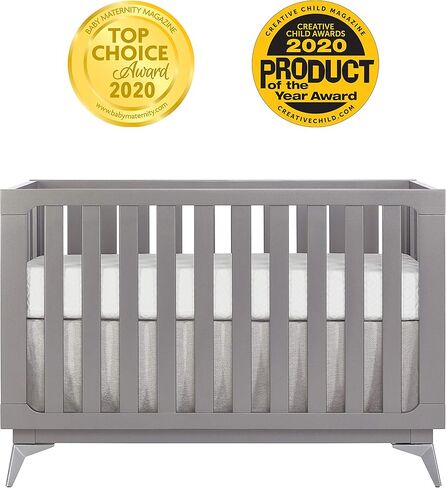 سرير الأطفال القابل للتحويل Dream On Me Harper 4 في 1 باللون الرمادي العاصف، وGreenguard Gold، ومعتمد من JPMA، و3 إعدادات لارتفاع المرتبة in Kuwait