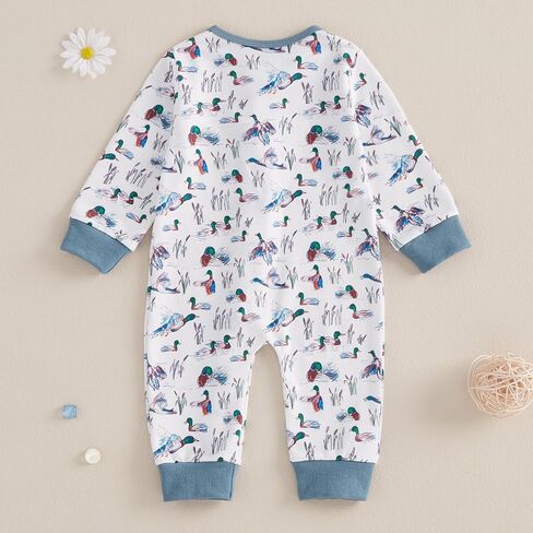 Biayxms Infant Baby Boy Girl Mallard Duck Romper Jumpsuit Long Sleeve Zip Up Duck One Piece Overalls Hunting Baby Clothes in Saudi Arabia