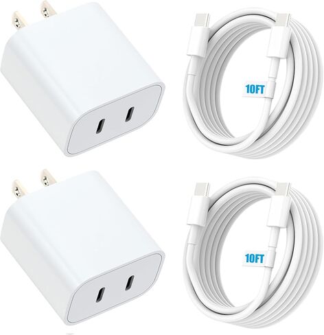 USB C Charger Block, 2-Pack Fast Charger with 6FT USB Braided Cable Compatible for Phone 15/15 Plus/Pro Max, i Pad Pro 12.9/11 inch, i Pad Air 5th/4th, i Pad 10th in Saudi Arabia