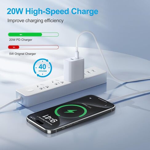 USB C Charger Block, 2-Pack Fast Charger with 6FT USB Braided Cable Compatible for Phone 15/15 Plus/Pro Max, i Pad Pro 12.9/11 inch, i Pad Air 5th/4th, i Pad 10th in Saudi Arabia
