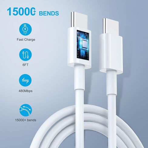 USB C Charger Block, 2-Pack Fast Charger with 6FT USB Braided Cable Compatible for Phone 15/15 Plus/Pro Max, i Pad Pro 12.9/11 inch, i Pad Air 5th/4th, i Pad 10th in Saudi Arabia