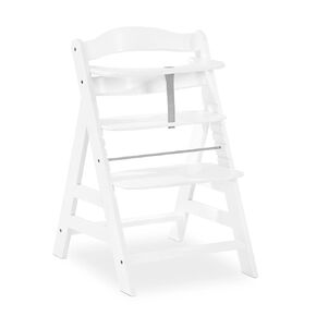 hauck Alpha+ High Chair for Children from 6 Months up to 90 kg, Includes Protective Bar, 5-Point Harness and Crotch Strap, FSC® Certified Beech Wood (Black)