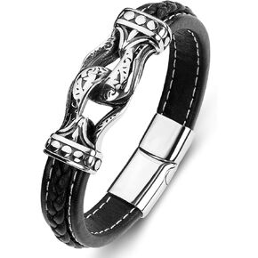 AIZU Mens Bracelets Leather and Steel - Infinity Love Knot Bracelet for Men Boys with Brown Genuine Leather & Gold Stainless Steel Gold Clasp 7.3-8.3 inches