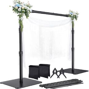 Backdrop Stand, 10x8ft Adjustable Photo Backdrop Stand Kit, Heavy Duty Backdrop Stand with Steel Base for Photography Photo Video Studio, Birthday Wedding Parties
