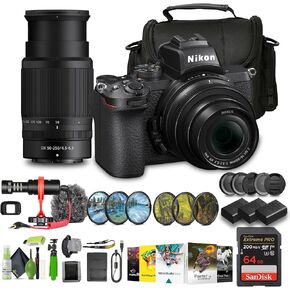 كاميرا Nikon Z50 صغيرة الحجم خفيفة الوزن بدون مرآة مع عدسات 16-50 مم و50-250 مم + بطارية بديلة 2X ENEL25 + بطاقة Extreme PRO سعة 64 جيجابايت + مرشح عدسة UV + برنامج تحرير الصور + ميكروفون + المزيد (متجددة) in Saudi Arabia