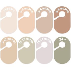 Baby Closet Divider, Baby Wardrobe Organizer, Double-Sided Pastel Gingham Design, Nursery Decor Clothes Hanger Dividers for Sorting 8 Sizes from Newborn to 12+ Months
