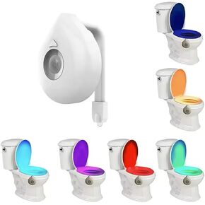 Toilet Light, Motion Sensor Nightlight, LightMyLoo LED 8 Color Changing (1pc), Bathroom Night Light Inside Toilet Bowl Seat, Potty Trainer, Best Gift Idea for Dad, Mom, Teen Boys, Women, Toddler