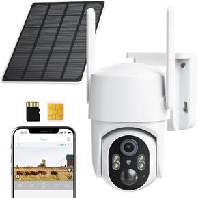 كاميرا أمان خلوية 4G LTE لا حاجة إلى الإنترنت، لا توجد كاميرا أمان WiFi لاسلكية تعمل بالطاقة الشمسية في الهواء الطلق، بطاقة SIM، إصدار ليلي ملون 2K، عرض مباشر 360 درجة، كشف الحركة، صوت ثنائي الاتجاه