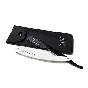 TRU BARBER Professional Barber Blade Straight Razor, Straight Blade Razor with 1.5mm Blade Exposure - Durable Straight Edge Razor, Single Edge (Black/Red)