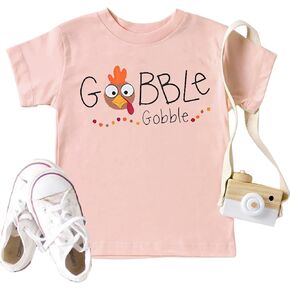 Toddler Thanksgiving Shirt for Boys Girls Turkey Shirts Gobble Till You Wobble T-Shirt Thankful Grateful Tops