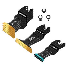 10PCS Titanium and Carbide Oscillating Multitool Blades Metal Cutting, Professional Saw Blades for Screws Metal Nails Hard Material, Multi Tool Blades Kits, Oscillating Tool Accessories Kit