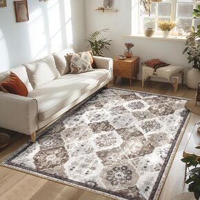 2x6 Runner Rug, Washable Boho Kitchen Rug, Moroccan Trellis Rugs Hallway Runner, 6 Feet Non Slip Ultra-Thin Runner Rugs Carpet Bedroom Kitchen Bathroom (001-Orange/Multi, 2x6)