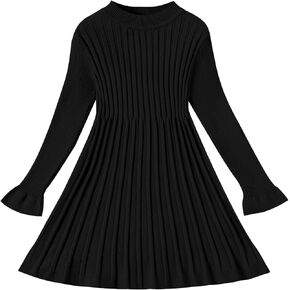 Neutocd Toddler Girl Sweater Dresses Long Sleeve A-Line Sweater Dress for Girls Little Girl Fall Winter Dresses for Kids