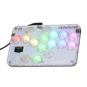 Haute42 Leverless Controller for Arcade Gaming: 2024 Upgraded S16 Crystal Series - Palm Size Acrylic Sandwich Template - 16 Keys Crystal Low-profile Switch - Custom RGB Controller for PC/Switch/PlayStation