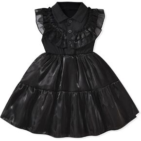 Unutiylo Baby Girls Halloween Dress Sleeveless Ruffle Black Party Tutu Dress 6M-4T