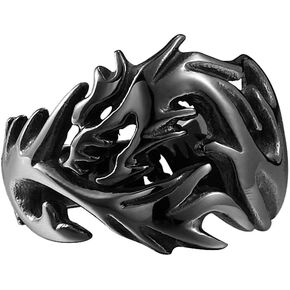 HIJONES Stainless Steel Phoenix Dragon Ring for Men Women Vintage Celtic Statement Chinese Jewelry