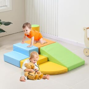 Baotree 6-Piece Soft PU Leather Toddlers Climbing Toys - Foam Play Gym Climbing Structures for Toddlers 3, Climb and Crawl Play Set，Climber Equipment Play Gym Activity Foam Shape