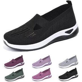 dubuto Women's Walking Shoes 2024 New Wove Breathable Soft Orthopedic Diabetic Comfortable Slip-On Sneakers for Women Indoor Outdoor Casual Athletic Work Shoes