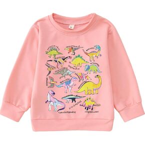 كنزات ديناصور للأطفال البنات والأولاد قمصان تي ريكس للخريف بلوفر بياقة دائرية وأكمام طويلة ملابس شتوية in Kuwait