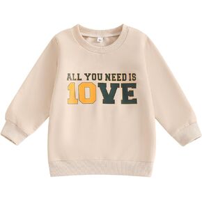 SAYOO Toddler Baby Boy Girl Football Outfit Funny Letter All You Need is Love Sweatshirt Infant Fall Oversized Pullover Top