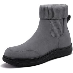 Athlefit Women's Chelsea Ankle Boots Comfortable Winter Short Leather Boots Fashion Slip On Elastic Sock Booties in Kuwait
