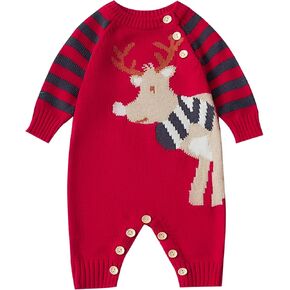 Newborn Baby Boy Long Sleeve Knitted Romper Warm Bodysuit Knitted Winter Clothes 0-24 Months