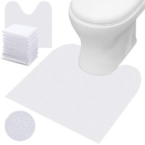 25 Pieces Disposable Toilet Mats 24 x 24 Inches Toilet Floor Protector from Urine Absorbent Non-Slip White Toilet Mat Base U Shaped Potty Mat Cover Conceal Stains for Children Adult