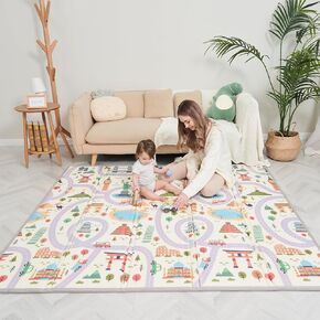 Baby Play MAT 71" X 79" X 0.6: Foldable, Padded Floor Mat for Crawling, Playing, and Toddler Playroom | Baby Care Foam Mat | Extra-Large Floor Mats for Kids | Playpen mat for Babies and Toddlers