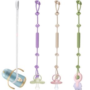 4 قطع من أشرطة أمان الألعاب المصنوعة من السيليكون لأشرطة زجاجات الأطفال ومشابك حامل مصاصة حربة قابلة للتعديل لزجاجات تغذية الطفل الرضيع، وعربة الأطفال، وعربة التسوق، والكوب، وسلال تعليق أسرة الأطفال، والكرسي العالي in Kuwait