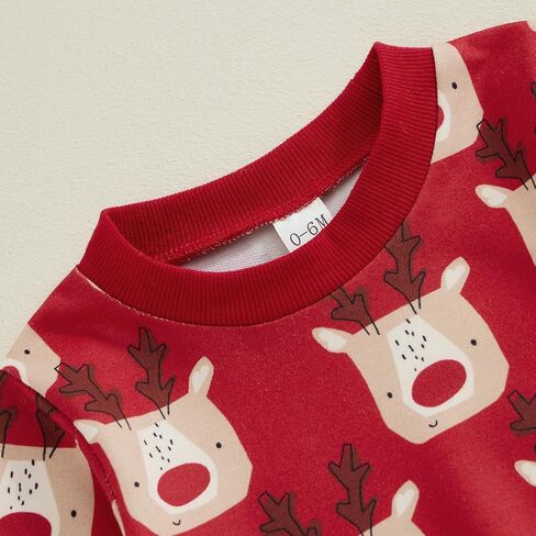 Toddler Baby Boy Girl Christmas Clothes Elk Long Sleeve Sweatshirt Tops Jogger Pants Set 2Pcs Fall Winter Outfit in Saudi Arabia
