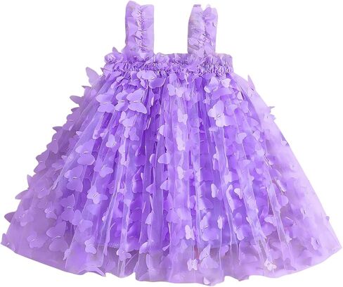 Baby Girl Butterfly Wings Fairy Dress Halloween Clothes Sleeveless A-line Ruffle Layered Lace Tutu Princess Dresses in Kuwait