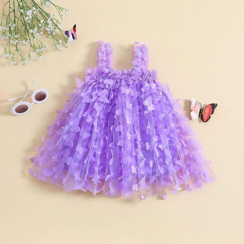 Baby Girl Butterfly Wings Fairy Dress Halloween Clothes Sleeveless A-line Ruffle Layered Lace Tutu Princess Dresses in Kuwait