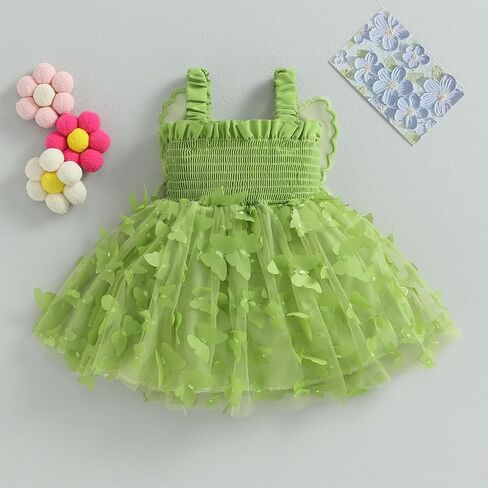Baby Girl Butterfly Wings Fairy Dress Halloween Clothes Sleeveless A-line Ruffle Layered Lace Tutu Princess Dresses in Kuwait