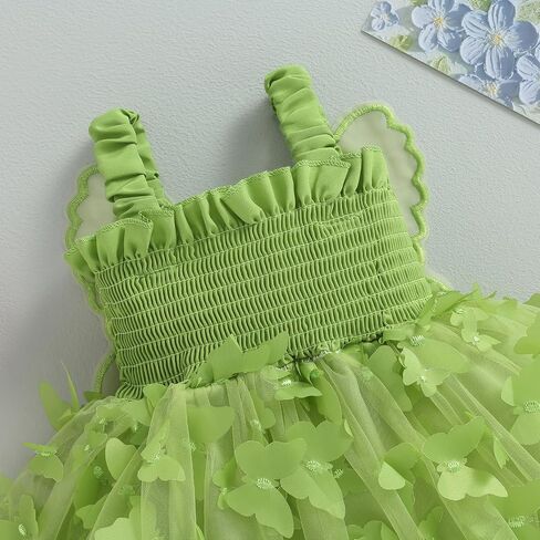 Baby Girl Butterfly Wings Fairy Dress Halloween Clothes Sleeveless A-line Ruffle Layered Lace Tutu Princess Dresses in Kuwait